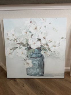 Large Neutral Floral Canvas