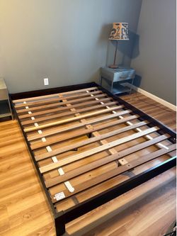 West Elm Queen Bed Frame – Espresso/Dark Wood