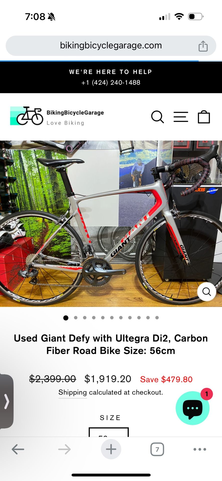 Used Giant Defy with Ultegra Di2, Carbon Fiber Road Bike Size: 56cm