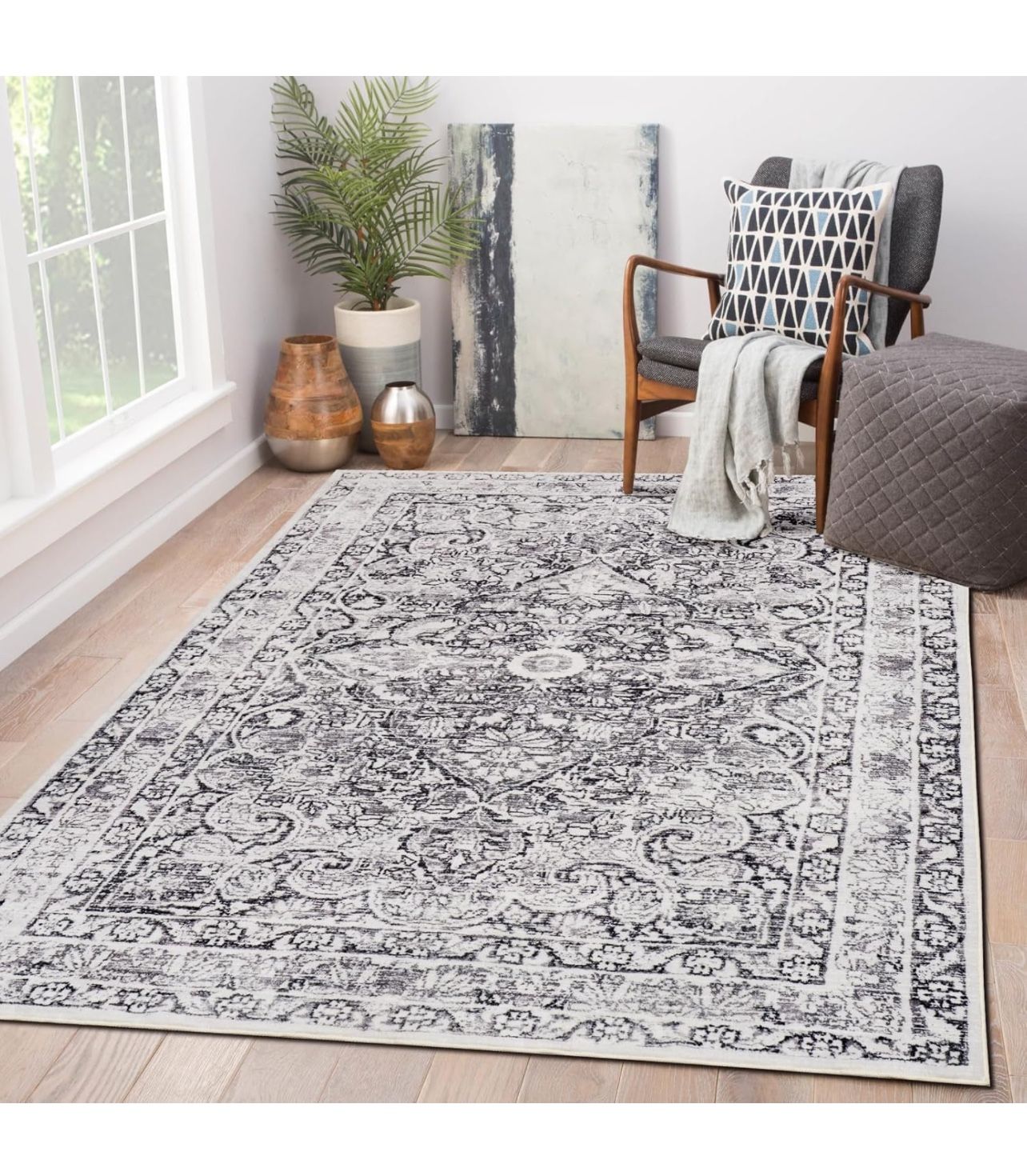 Brandnew 5x7 Area Rugs for Living Room, Stain Resistant Washable Rug, Non-Slip Backing Rugs for Bedroom Laundry Room Kitchen, Soft Home Decor Office C