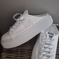 White 38/39 women Slip on Platform  Athletic Sneakers Casual Shoes