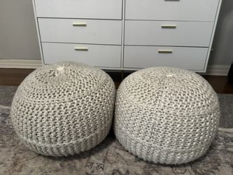 Two Round Seat Pouf Ottoman Footrests