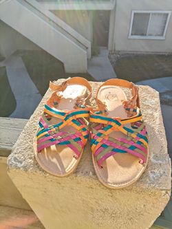 Colorful Woven Leather Huarache Sandals Women's Size 8 Made in Mexico no box