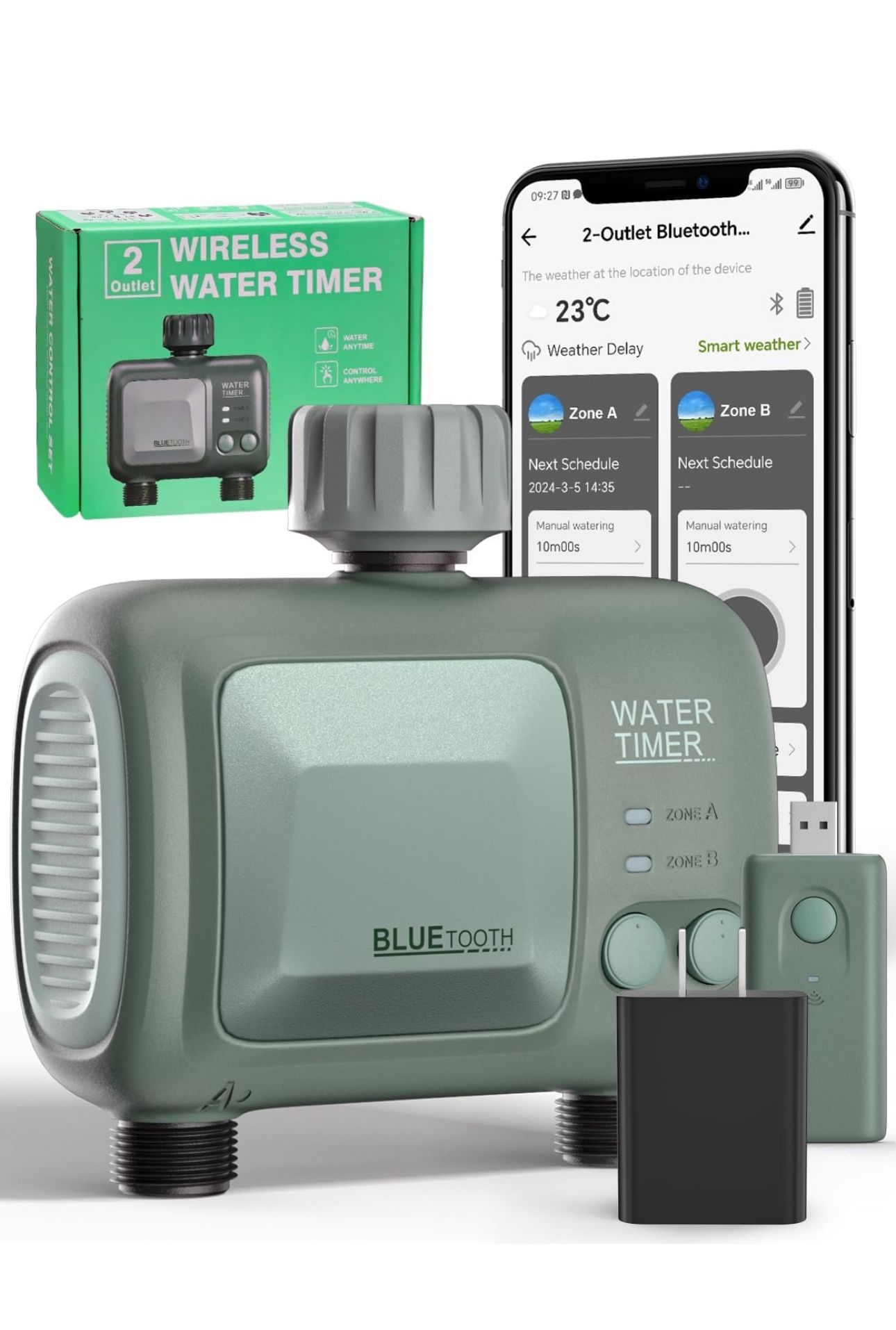 WiFi Water Timer for Garden Hose,Sprinkler Timer with Dual Outlet for 2 Zone Hose Timers Watering,Smart Sprinkler Timers System,Water Timer Irrigation