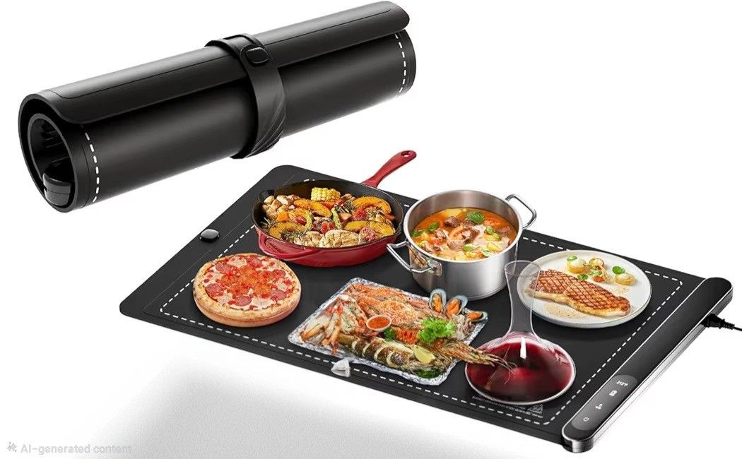 Foldable Heater Food Pad, Compact Silicone Materials, 6 Heat Settings,
