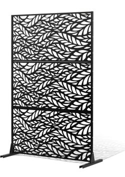 Outdoor Privacy Screen,72" H×47" W Metal Privacy Screen, Freestanding Privacy Fence Panels for Patio