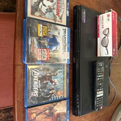 LG Blue 3D Disc Player + 4 Movies And 3D Glasses