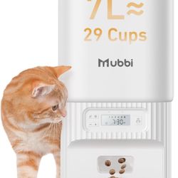 Automatic Cat Feeder, 7L/29 Cups Automatic Dog Feeder, 1-6 Meals Ideal for Multiple Pets, Dual Power Supply, Detachable Washable, Easy to Set Up