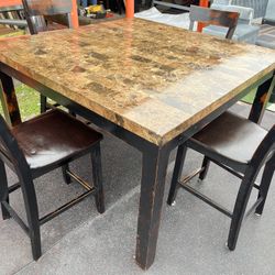 Dining table with chairs granite top