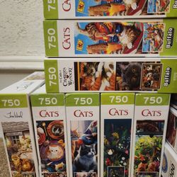 750 Cat Puzzles ($5 each ) With Completed Picture 