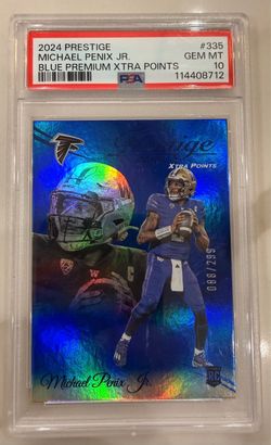2024 PANINI PRESTIGE BLUE PREMIUM XTRA POINTS MICHAEL PENIX JR. RC /299 PSA 10
