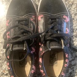 Low old skool pink and black flamingo vans