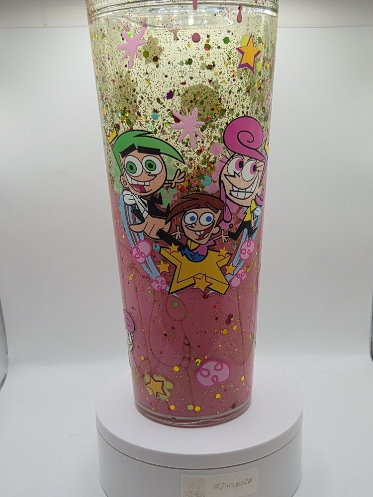 Fairy OddParents 24oz Starbucks Style Tumbler Lava Drip Snow Globe Libby Style