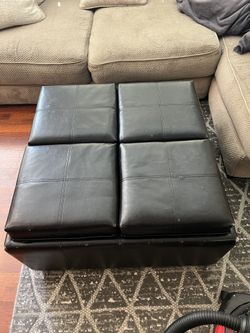 Leather Ottoman with Storage
