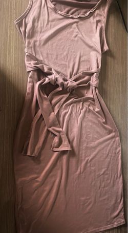 B Famous Pink Maxi Dress with Tie Waist – Size L