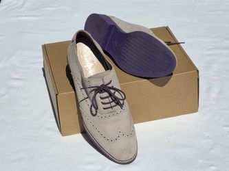 Cole Haan Wingtip Oxfords, Womens size 9- Suede + Purple