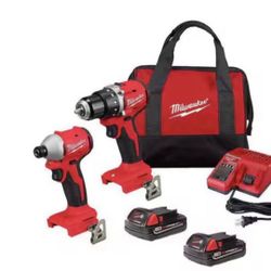 M18 18V Lithium-Ion Brushless Cordless Compact Drill/Impact Combo Kit (2-Tool) w/(2) 2.0 Ah Batteries, Charger & Bag