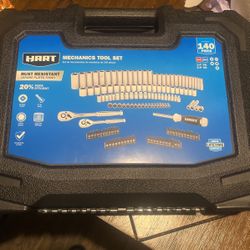 HART 140-Piece 1/4 and 3/8-inch Drive Mechanics Tool Set, Chrome Finish, SAE & Metric