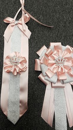 Corsage and tie for baby shower