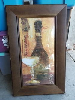 20" x 32" vintage Brown glass framed contemporary wall artwork