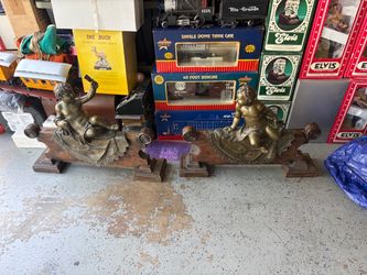 Andirons antique cherubs