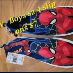New - Boys sz 4 slip on Spiderman tennis shoe $7