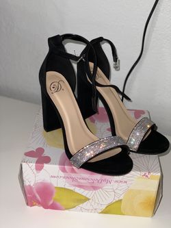 Black Rhinestone Heels