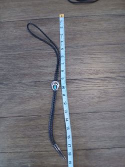 Mens Bolo Tie With Turquois Stone on Silver Slide
