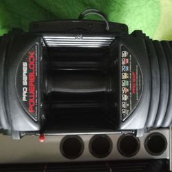 Powerblock pro urethane adjustable dumbbells with stand