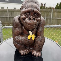 Gorilla Holding Banana Statue