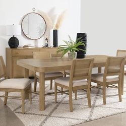 **SALE** New Seven Piece Dining Set with Extension Leaf and Cushioned Chairs! Read Description! 