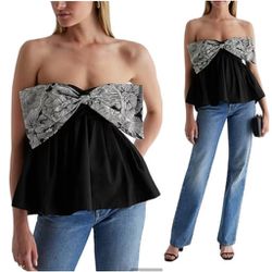NWT Express Floral Strapless Bow Peplum Tube Top.