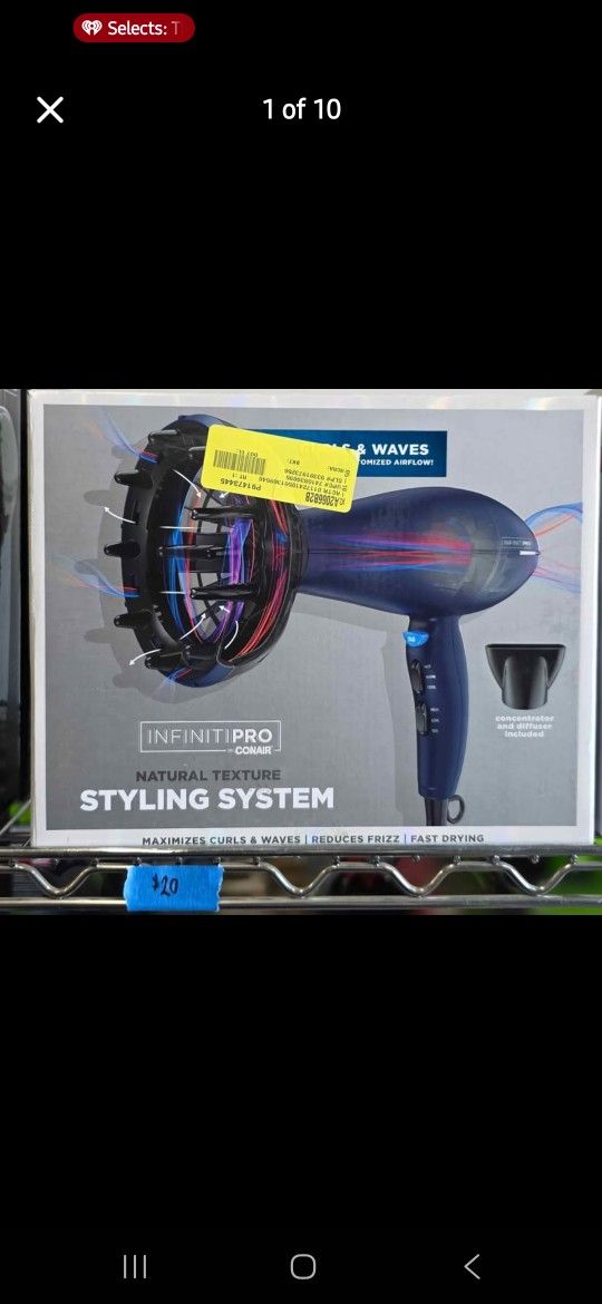 Conair InfinitiPRO 1875 Watt Texture Styling Hair Dryer, Dark Blue