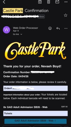 Castle park tickets