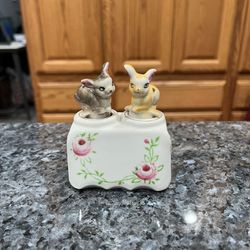 Vintage 1950’s Nodder Rocking Pair Of Fawn Pair If Salt And Pepper Shakers.  Preowned Missing Stoppers