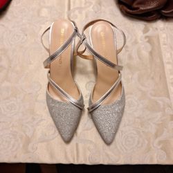 Silver Sparkled Sling Back 