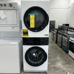 Electrolux 4.4 Cu. Ft. Stacked Washer And 8.0 Cu. Ft. Gas Dryer Laundry Tower In White With Luxcare Wash, Energy Star Eltg7300aw