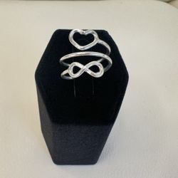 Heart And Infinity Sign #6 Ring Authentic Silver 925