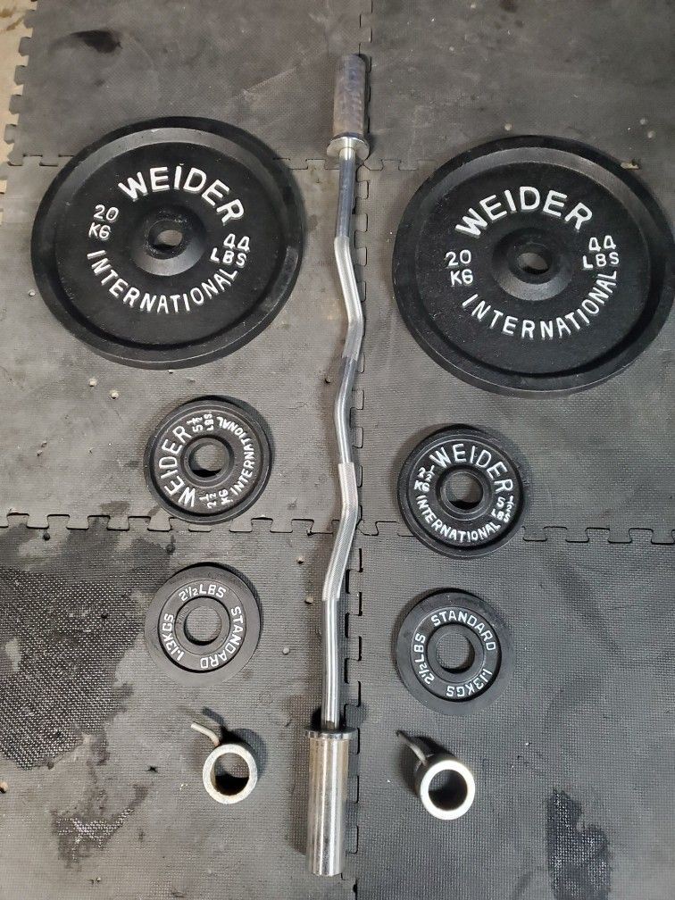 Olympic Curl Weight Set 130lbs all together Read Description below..