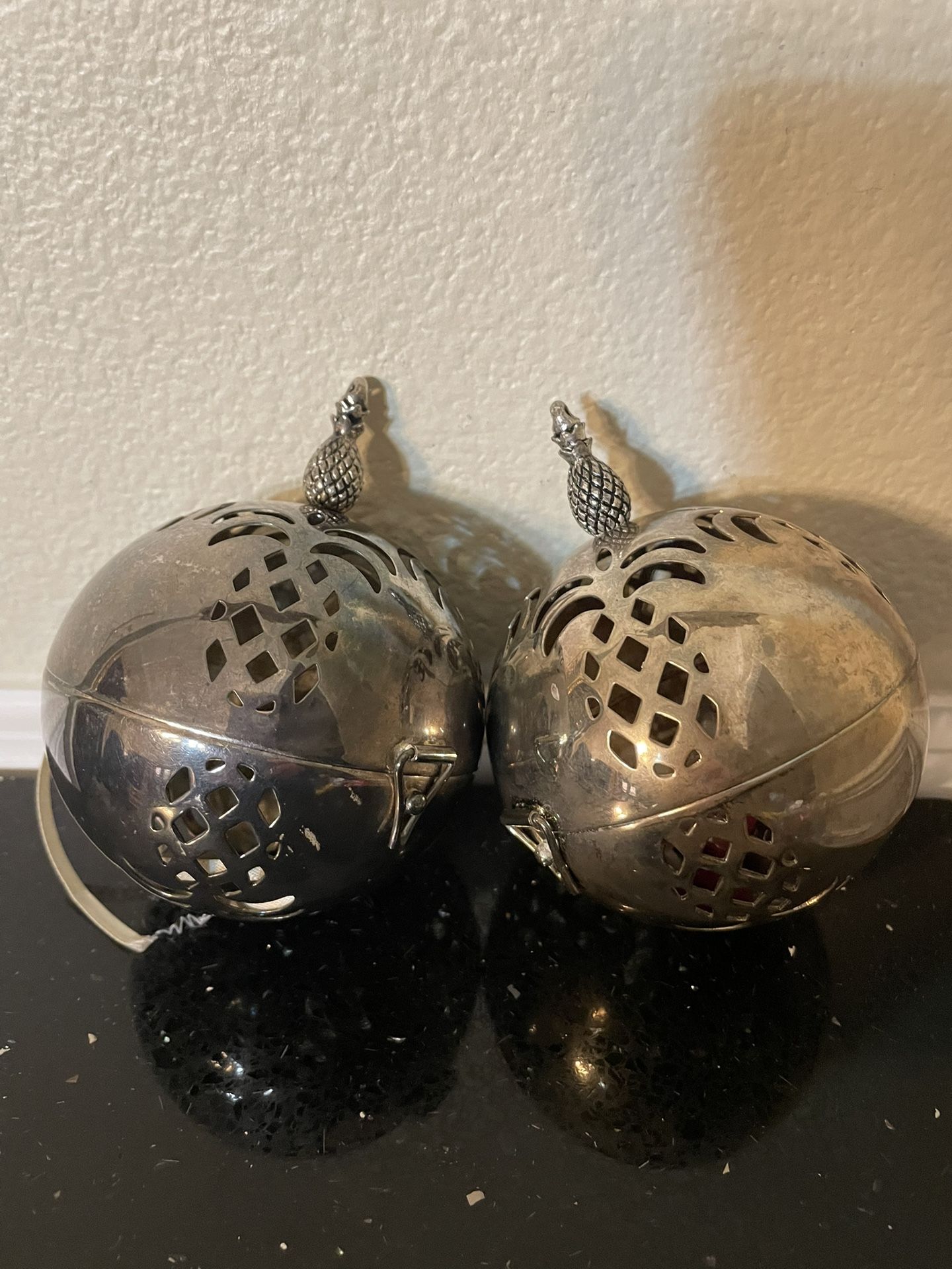 2 Vintage Lenox Williamsburg Silver- Plate Christmas’s Tree Ornament 