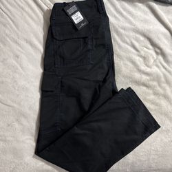 True Religion Men’s Cargo Pants Size 32 Jet Black/blue Stitching 