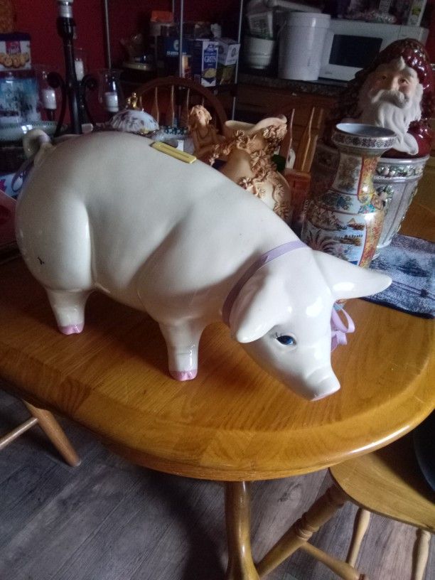 Handmade One Of A Kind Antique Glass Piggy Bank 