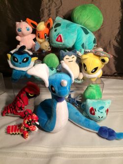 Pokémon plush figures and cards