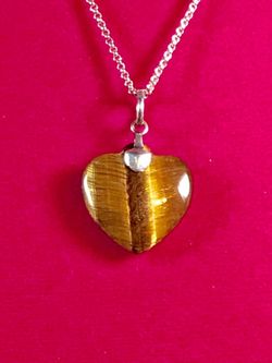 Silver .925 Tiger Eye Heart Necklace