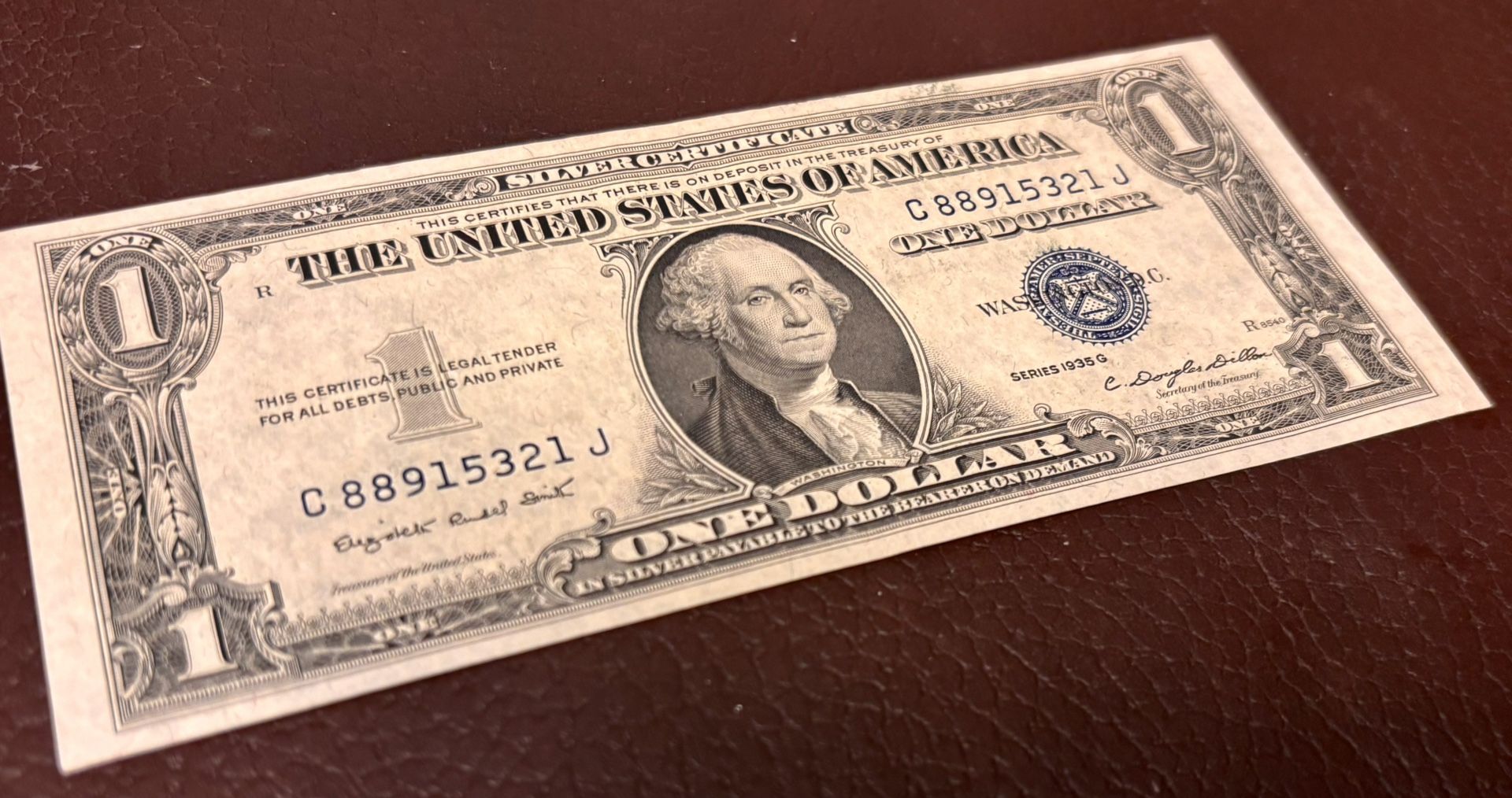 $1 1935 G. Vintage Banknote USA.