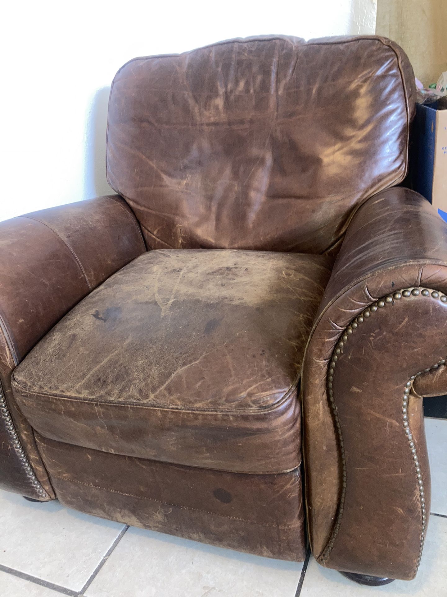 100% Genuine, Leather, Loveseat, And Recliner