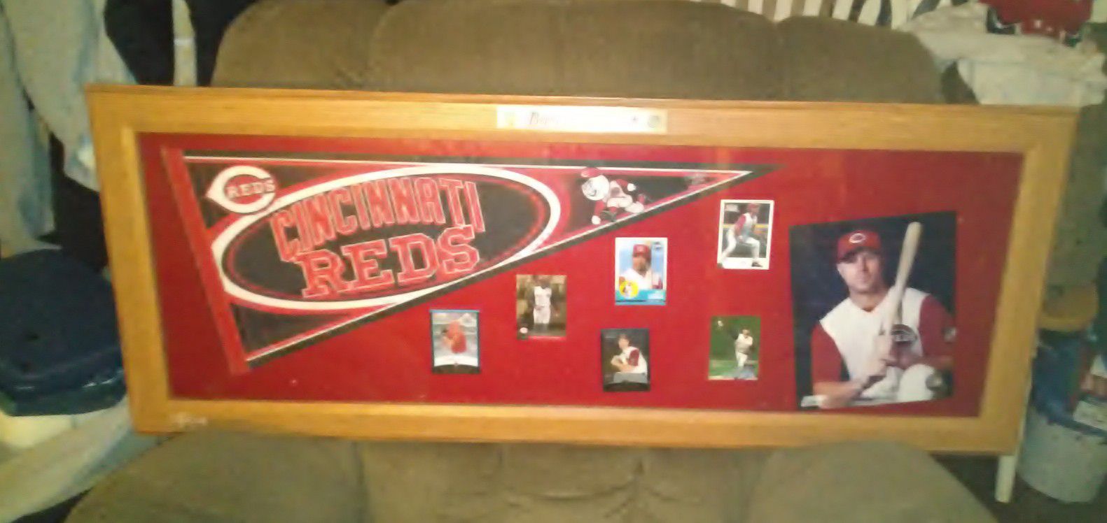 Large framed cinn reds pennant and cards