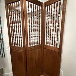 Vintage Wood Folding Screen Room Divider
