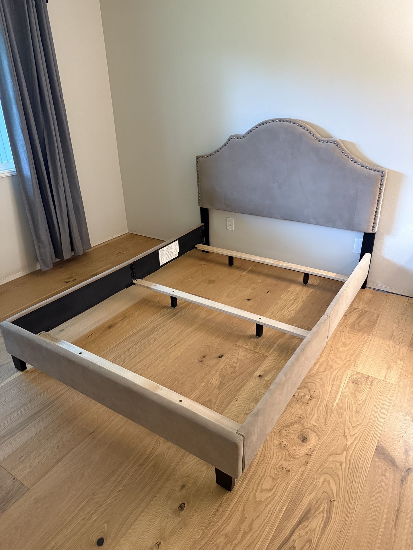 Queen Upholstered Nail Head Bed Frame