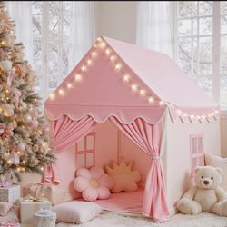 Wilwolfer Kid Tent with Mat and Star Lights, Kids Play Tents for Toddlers Kids Tents Indoor & Outdoor Playhouse - Princess Tent for Toy House Birthday